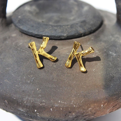 1 Pair Simple Style Classic Style IG Style Letter Plating Brass 24K Gold Plated Ear Studs