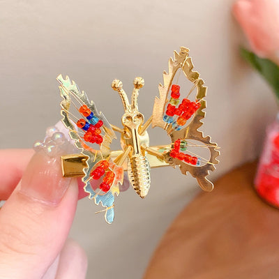 cute fashion sweet butterfly alloy metal artificial pearls hair clip