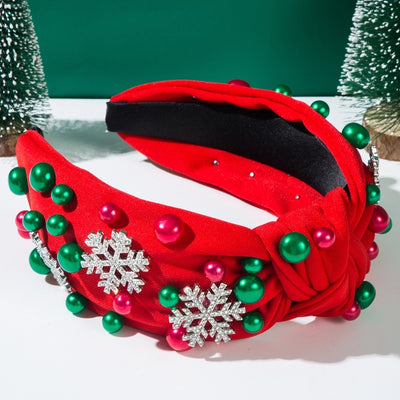 Christmas Elegant Women's Snowflake Alloy Pearl Inlay Rhinestones Hair Band