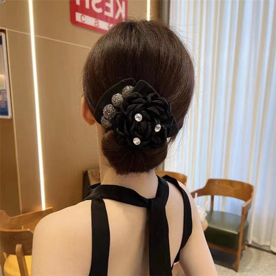 Fabric flower shiny diamond sweet lazy hair curler hair accessories twisted clip bow ball head Internet celebrity headdress