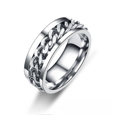 rotating ring chain finger ring titanium steel  chain ring men's and women's rotating stainless steel open beer