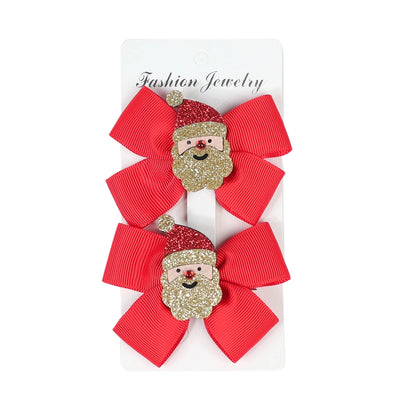 Christmas Cute Kid'S Santa Claus Bow Knot Snowflake Knitting Hair Clip