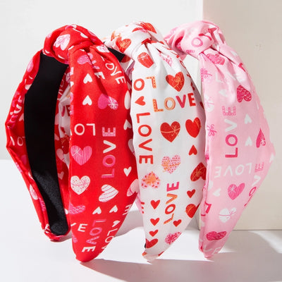 Casual Elegant Women's Love Heart Shape Knot Alloy Cloth Printing Hair Band