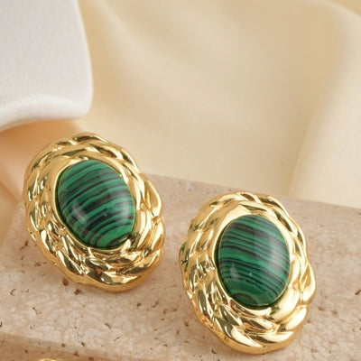 1 Pair Vintage Style Classic Style Oval 304 Stainless Steel 18K Gold Plated Ear Studs