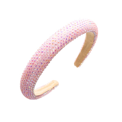 casual solid color cloth inlay artificial rhinestones hair band