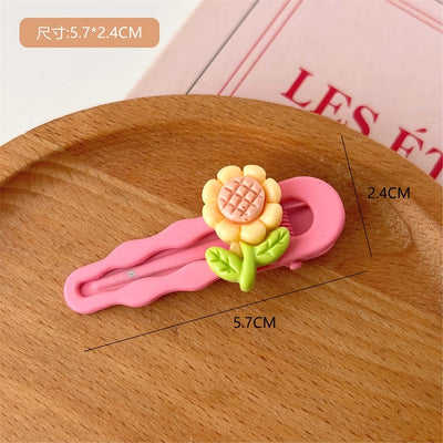 cute spring and summer new frosted flower duckbill clip Tulip hairpin candy color side clip  headdress for women