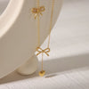 Jewelry Sweet Simple Style Commute Bow Knot 304 Stainless Steel 18K Gold Plated Jewelry Set