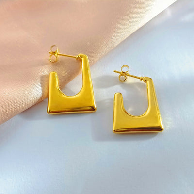 [Whole Titanium Steel] European and American Fashion Minimalist Earrings All-Matching Graceful Titanium Steel Earrings