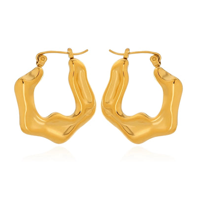 1 Pair Elegant Solid Color 316 Stainless Steel  18K Gold Plated Hoop Earrings