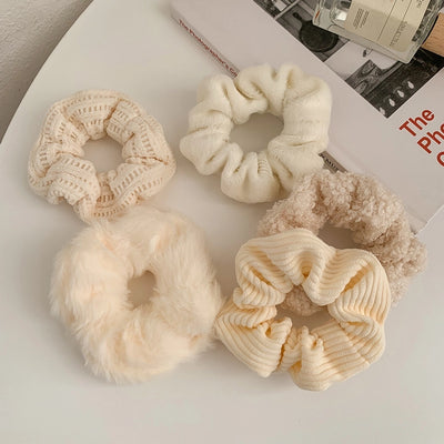 Milk Curry color Plush Hair ring  rubber band women's hair rope Korea high ponytail Net red autumn and winter New head rope