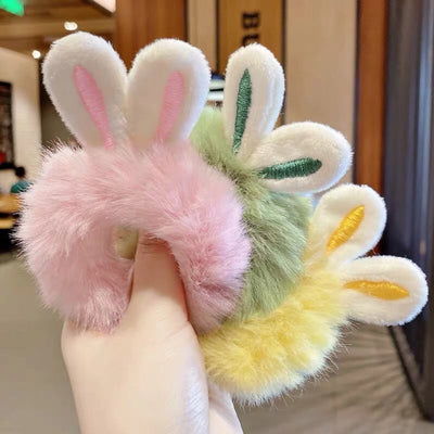 fashion bunny ears plush hair tie 1 piece