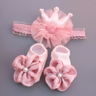 baby hair band socks suit children's boat Socks floor socks headband baby Crown flower headband hair accessories