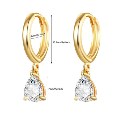 1 Pair Elegant Simple Style Geometric Copper Zircon 24K Gold Plated Drop Earrings Ear Cuffs