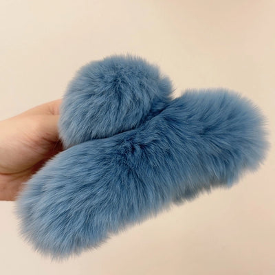 women's simple style solid color plush hair claws