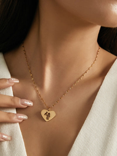 Jewelry Simple Style Classic Style Human Heart Shape 304 Stainless Steel 18K Gold Plated Hollow Out Stainless Steel Necklaces