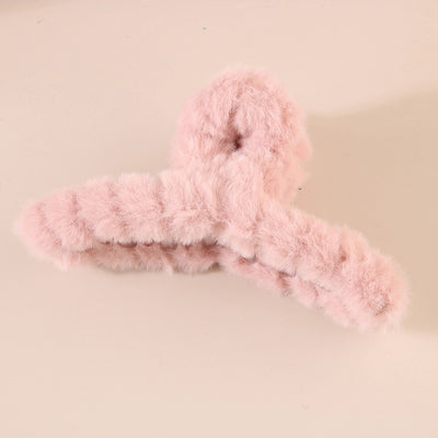 Women's Simple Style Solid Color Plush Handmade Hair Claws