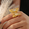 Jewelry Vacation Punk Sweet Butterfly 304 Stainless Steel Rhinestones 18K Gold Plated Inlay Rings