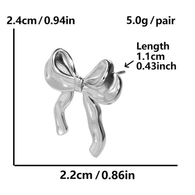 1 Pair Sweet Bow Knot 304 Stainless Steel Ear Studs