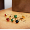 1 Pair Simple Style Geometric Inlay 304 Stainless Steel Agate 18K Gold Plated Ear Studs