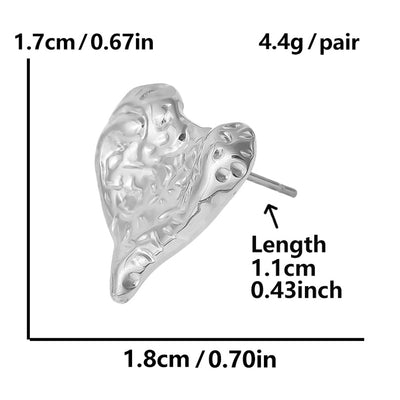 1 Pair Simple Style Classic Style Heart Shape Plating 304 Stainless Steel Ear Studs