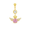 1 Piece Belly Rings Cute Sweet Star Heart Shape 316 Stainless Steel  Alloy Copper Inlay Rhinestones Zircon Gold Plated