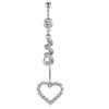 1 Piece 1 Set Belly Rings Simple Style Shiny Heart Shape 304 Stainless Steel Belly Rings