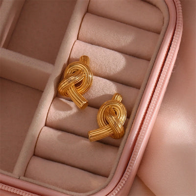 1 Pair Simple Style Knot 304 Stainless Steel 18K Gold Plated Ear Studs