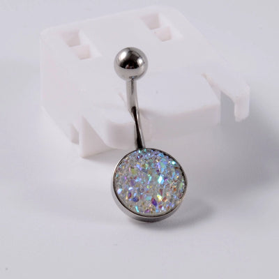 1 Piece Belly Rings Casual Vacation Round 304 Stainless Steel Imitation Pearl Polishing Inlay Natural Stone Zircon 18K Gold Plated