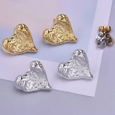 1 Pair Simple Style Classic Style Heart Shape Plating 304 Stainless Steel Ear Studs