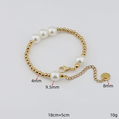 Simple Style Pearl Beads 304 Stainless Steel Bracelets In Bulk