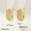 1 Pair IG Style Commute U Shape Triangle Lock Inlay Copper Zircon 18K Gold Plated Earrings