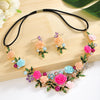 Women's Vacation Beach Sweet Flower Alloy Inlay Rhinestones Pearl Hair Band Earrings