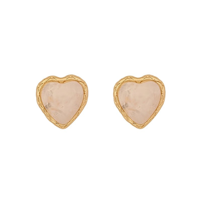 1 Pair Simple Style Commute Heart Shape Inlay 304 Stainless Steel Gem 18K Gold Plated Ear Studs