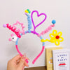 Children Unisex Cartoon Style Cute Heart Shape Flower Plush Handmade Hair Band