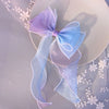 cartoon style bow knot organza rhinestone hair clip