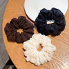 cute large hair scrunchies hair accessories coffee color milky white headdress