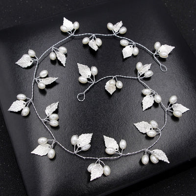 sweet bride golden headdress leaves pearl hairband hair accessories