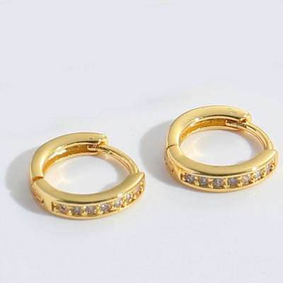 1 Pair Elegant Simple Style Commute Geometric Copper Zircon 14K Gold Plated Earrings