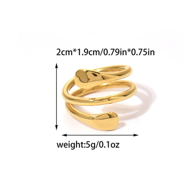 Jewelry Simple Style Roman Style Commute Lines 304 Stainless Steel 14K Gold Plated Plating Hollow Out Rings