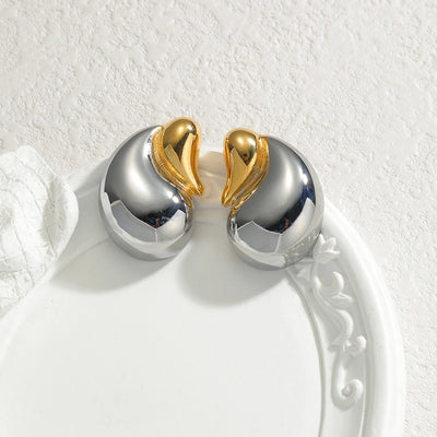 1 Pair Simple Style Geometric Water Droplets Heart Shape Patchwork 304 Stainless Steel 18K Gold Plated Ear Studs