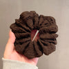 cute large hair scrunchies hair accessories coffee color milky white headdress