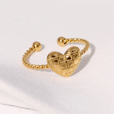 Jewelry Sweet Simple Style IG Style Heart Shape 304 Stainless Steel 18K Gold Plated Stainless Steel Rings