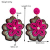 1 Pair Vacation Sweet Classic Style Flower Inlay Synthetic Fibre Alloy Beads 14K Gold Plated Drop Earrings