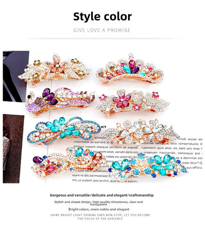 Rhinestone hairpin combination hot sale metal spring clip hair accessories ponytail clip hairpin antique headdress stall jewelry