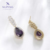 1 Pair Elegant Luxurious XUPING Water Droplets Plating Inlay Copper Artificial Gemstones 18K Gold Plated Drop Earrings