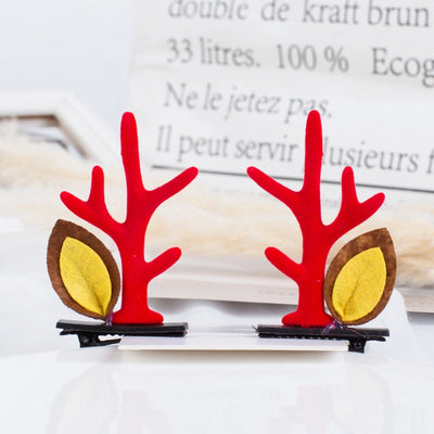 Christmas hairpin new plush Christmas flocking Elk Horn hairpin hair accessories children's holiday dress headdress