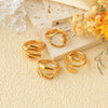 Jewelry Simple Style Roman Style Commute Lines 304 Stainless Steel 14K Gold Plated Plating Hollow Out Rings