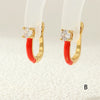 1 Pair Simple Style Classic Style Geometric Enamel Copper Zircon Earrings