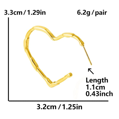 1 Pair Simple Style Classic Style Heart Shape Plating 304 Stainless Steel Ear Studs