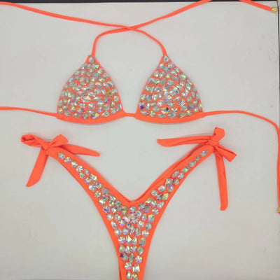 women's solid color 2 piece set bikinis